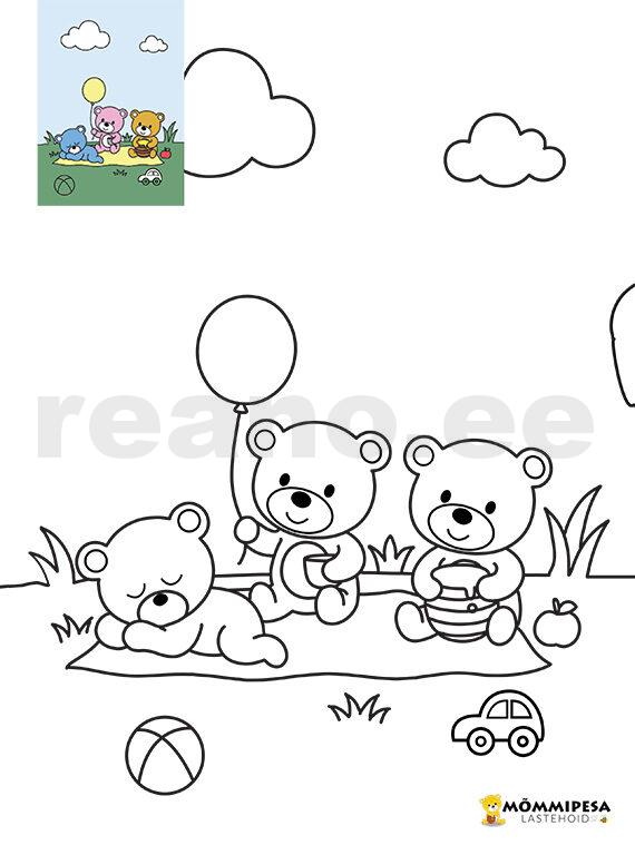 Mõmmipesa suur värvimiskomplekt (31 lehte) – DIGITAALNE